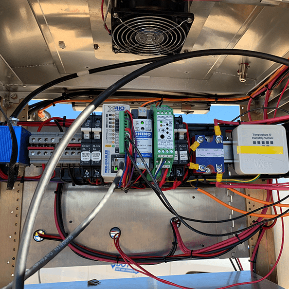 Inside a traffic sign that uses the ControlByWeb X-410 and XW-111 for remote monitoring and control