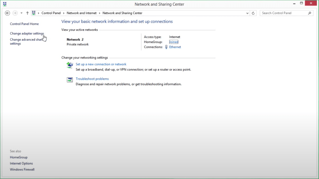 Windows 10 Change Adapter Settings
