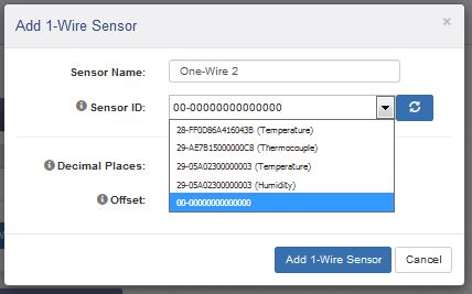 400 Series I/O Setup 1-Wire Sensors Edit Window