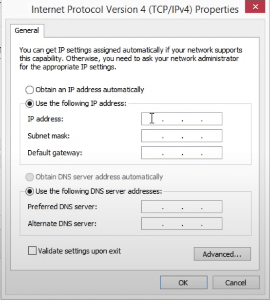 Windows 10 IP Address Settings