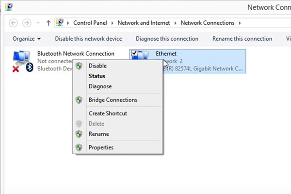 Windows 10 Right-Click Ethernet