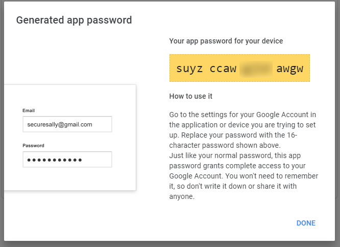 Gmail Generating an App Password