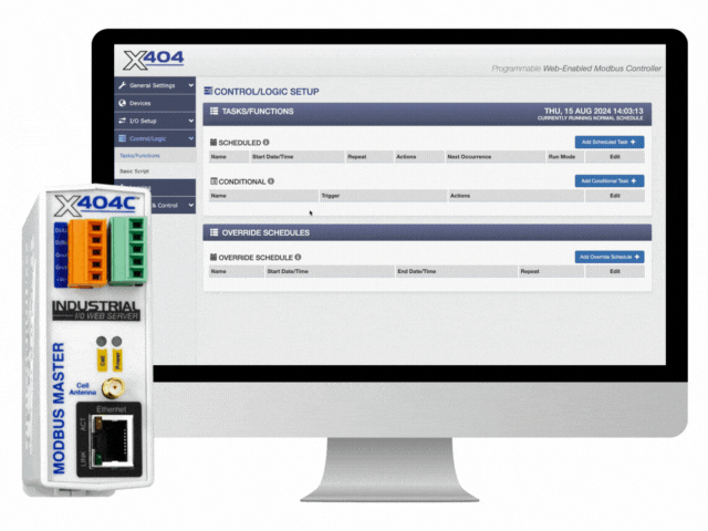 Demonstration of the browser-based UI to program the X-404 Modbus Master by ControlByWeb