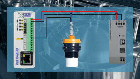 4-20mA loop powered wiring diagram with a 24V power supply at the X-412